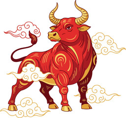 vector illustration of chinese zodiac ox