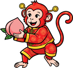 vector illustration of chinese zodiac monkey
