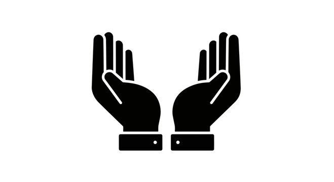 Two hands cupped upwards in black