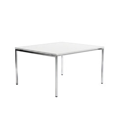 Modern Square White Table With Metal Legs Isolated On Transparent Background Studio Shot