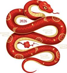 Chinese zodiac snake vector illustration