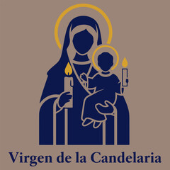 Flat vector illustration of Virgen de la Candelaria