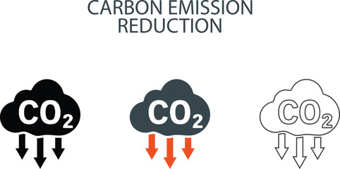 Carbon Emission Reduction Icons