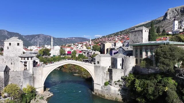 Mostar Bridge (Stari Most) Drone Video, Mostar Bosnia Herzegovina
