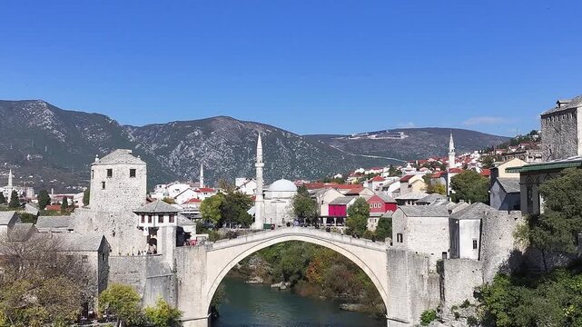 Mostar Bridge (Stari Most) Drone Video, Mostar Bosnia Herzegovina