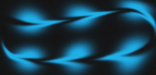 Black blue glowing light gradient on dark grainy backdrop, abstract smooth shape flow, dynamic grunge texture poster