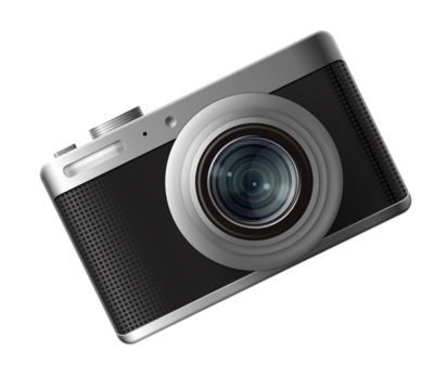Stylish Digital Camera Illustration on Black Background
