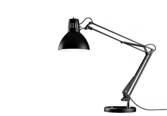 Modern Black Adjustable Desk Lamp on Dark Background Product Photography
