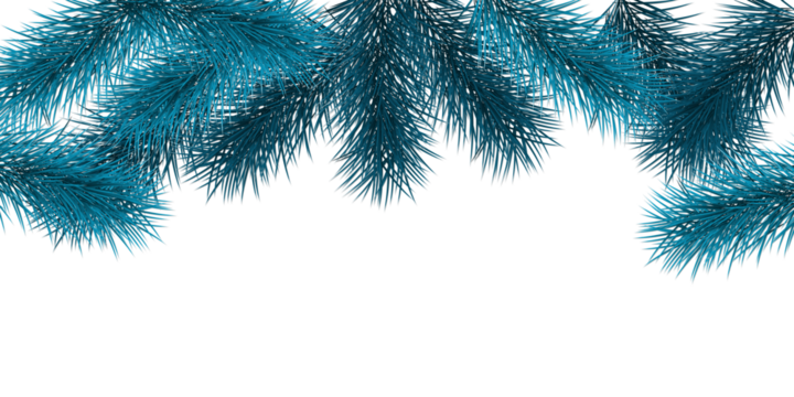 Turquoise Christmas Tree Branches on Black Background Design - Powered by Adobe
