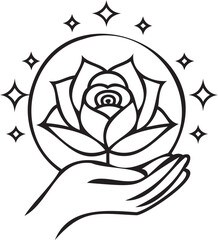Rose in hand: meditation and healing symbol
