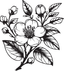 Single-line drawing of a beautiful, fresh  flower for home wall art decor. Printable poster decorative sword Quince flower concept. Modern line drawing flower design vector