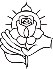Rose in hand vector — elegant spiritual stock image
