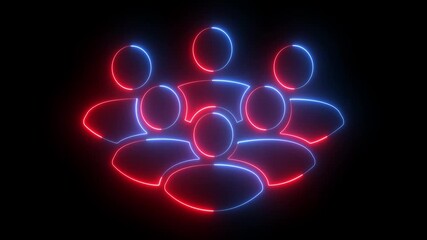 glowing neon Group people icon animation .Business and team work icon. people group icon symbolizing teamwork, community, digital network connection. Team Work Icons concept. Global Network concept. - Powered by Adobe