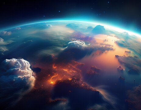 image of the earth from space with clouds in the foreground ideal for use in educational or scientific contexts