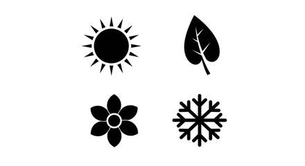 Four seasons Sun, leaf, flower and snowflake