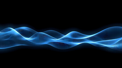 Dynamic blue digital wave patterns creating a mesmerizing abstract flow of light and data on a dark background, perfect for technology and science concepts