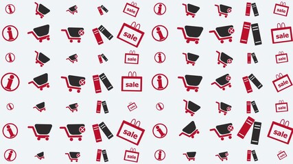 Flat Lay of Graduation Caps, Diplomas, and Sale Tags Pattern, Education Concept, Graphic Illustration, Isolated on White Background