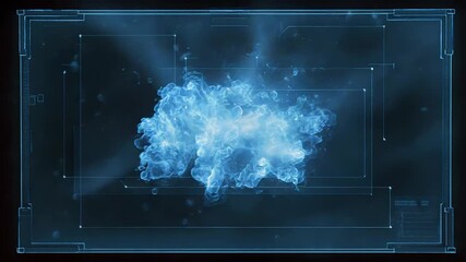 Blue smoke forming abstract scientific energy explosion in digital interface - Powered by Adobe