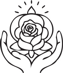 Palm with rose — symbolic meditation imagery