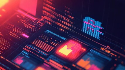 Digital data processing with programming code and charts - Powered by Adobe