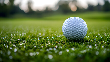 Golf ball on green grass field