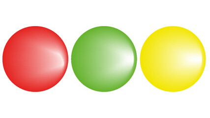 Set of 3D spheres. Colored balls with shadows. Traffic light