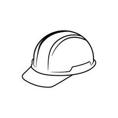 Illustration of a white hard hat with a black outline