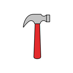 Illustration of a claw hammer with a red handle