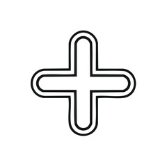 Obraz premium Simple Rounded Cross Outline Illustration, Addition Symbol, Plus Sign Shape