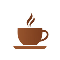 Obraz premium Brown Coffee Cup with Steam Sitting on Saucer Vector Icon