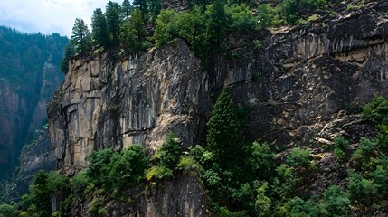Steep Rock Face with Trees and Greenery in Marvellous Glenwood Canyon