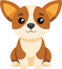 Fototapeta premium flat style cute funny puppy with floppy ears sitting