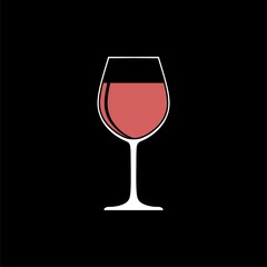 Wine glass simple icon isolated on black background