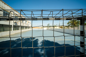 Fototapeta premium Well-maintained football pitch in Carvoeiro, Portugal, with clear markings