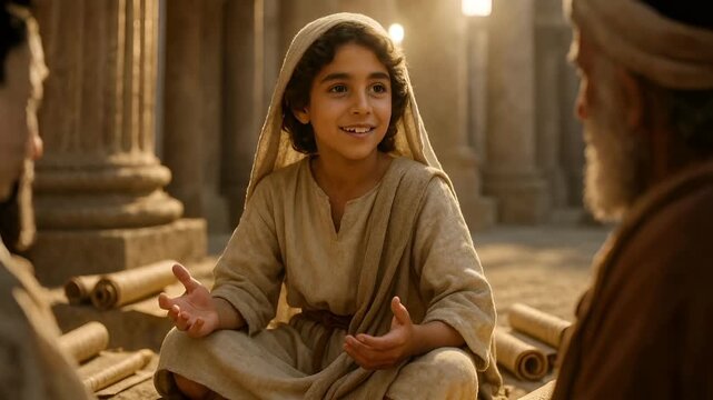 Young Jesus Teaching in the Temple, Astonishing the Elders With Divine Wisdom