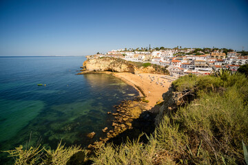 Scenic view of Praia de Carvoeiro in Portugal’s Algarve region