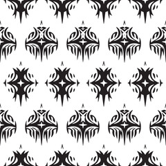 Obraz premium Seamless black and white abstract tribal pattern design, a modern graphic for backgrounds and artistic decor Vector