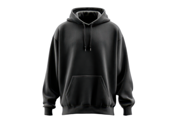 Black hooded sweatshirt apparel mockup for design, high-quality png transparent cutout, stock image