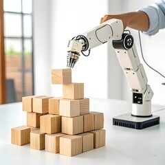 Robotic Hand Arranging Wooden Cubes