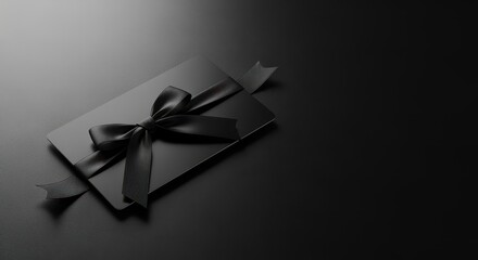 Elegant Black Gift Box with Ribbon on Dark Background for Special Occasions
