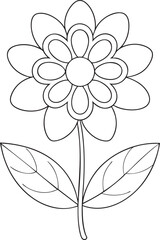 Minimal lilac flower outline with petals and stem, perfect for kids coloring book and craft pattern ideas