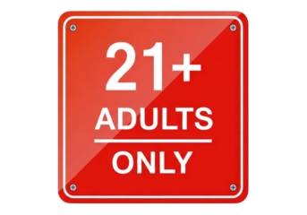 Red adults only sign twenty one plus restriction icon
