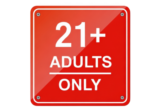 Red adults only sign twenty one plus restriction icon