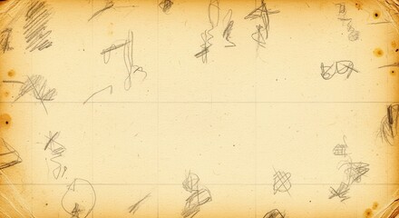 Aged paper with faint pencil sketches and horizontal lines creating a vintage aesthetic appeal overall