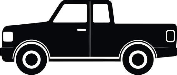 Naklejka premium Red pickup truck icon on a clean white background