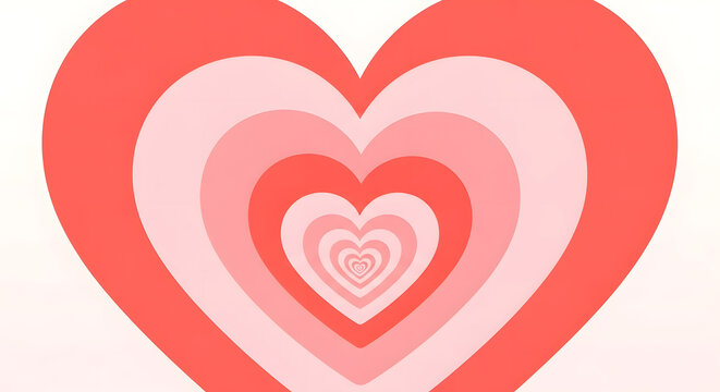 Concentric hearts in shades of pink and red create a visually appealing and romantic abstract background pattern