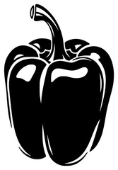 A black and white silhouette of a bell pepper, bell pepper, black, illustration, pepper, profile, white, against transparent background