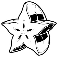 A black and white line drawing of a starfish, black, cowboy hat, hat, illustration, sombrero, star, sun hat, white, against transparent background