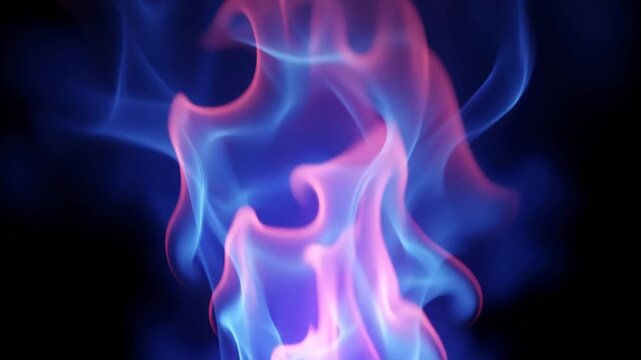 Abstract blue and pink flames dance and swirl, creating a mesmerizing and ethereal visual display