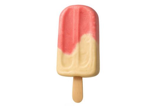 Refreshing strawberry vanilla popsicle on a stick, transparent background - Powered by Adobe